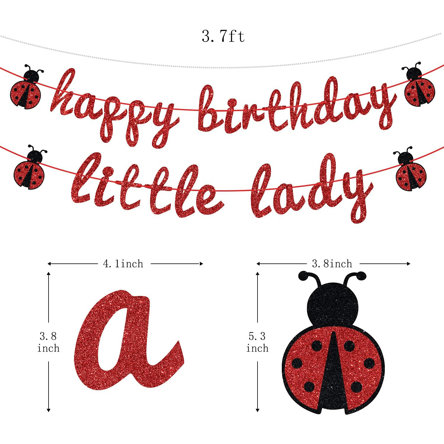 Ladybug tema baby shower party decoración tira banderas banderas de bienvenida de bebés banderas de dibujos animados