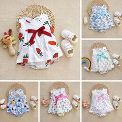 Summer dress, pink butterfly, flower, whale and other harem jumpsuit 6-18M, four pieces in one hand