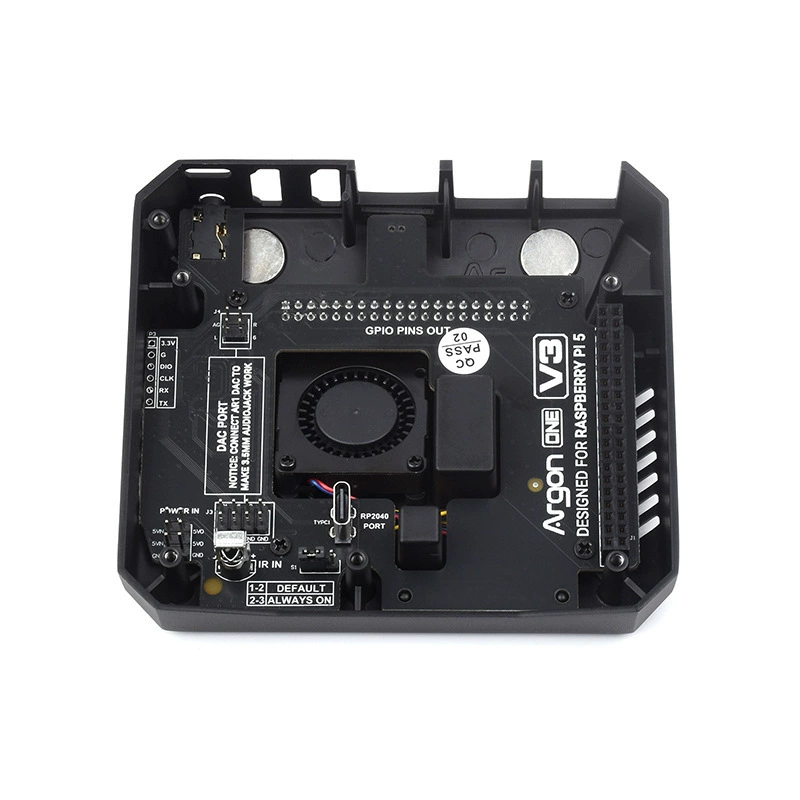 Корпус из алюминиевого сплава для Raspberry Pi 5 с охлаждающим вентилятором Argon One V3, снятая верхняя крышка