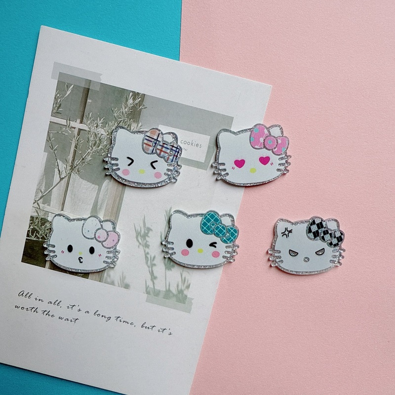 表情包亚克力细闪kitty猫diy饰品配件发夹鞋花手机壳贴片材料批发|undefined