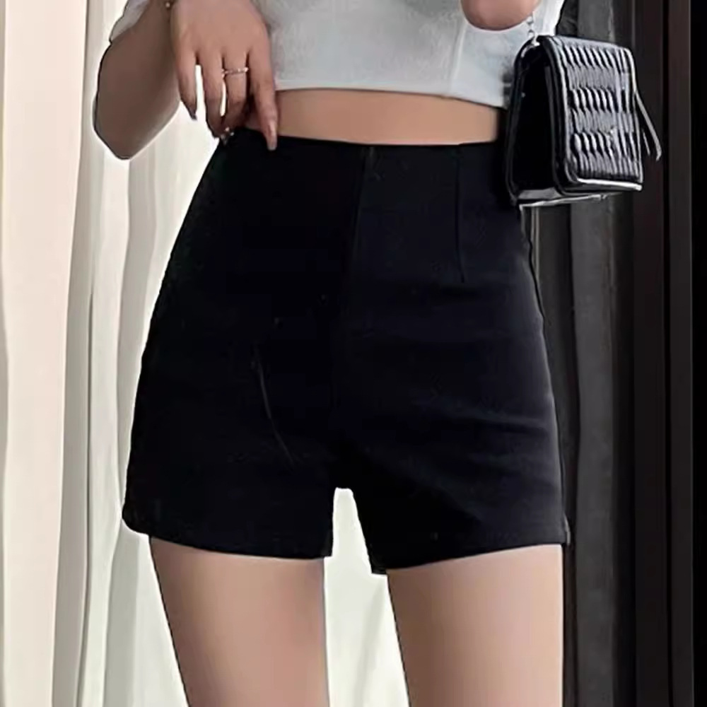 202 가을 여름 신상 여성용 블랙 반바지, 하이웨이스트, 슬리밍, 스웨트셔츠, 밑단, 스트레치 하의, 미스드 부츠팬츠