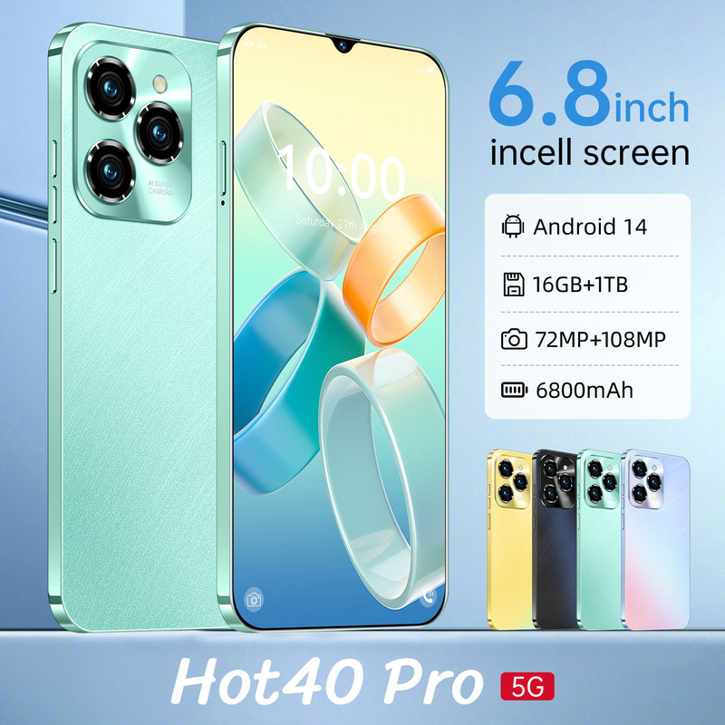 Cross-Border Mobile Phone Hot40 Pro 6.8inch Incell Screen True 4g Global Version Android Smartphone 2+16g
