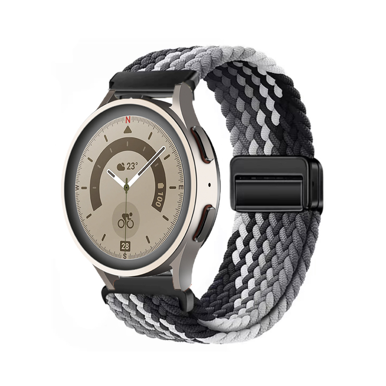 Adecuado para correa de reloj Huawei GT5 con hebilla de succión magnética, correa de reloj deportivo Samsung watch7 elástica y transpirable tejida de nailon