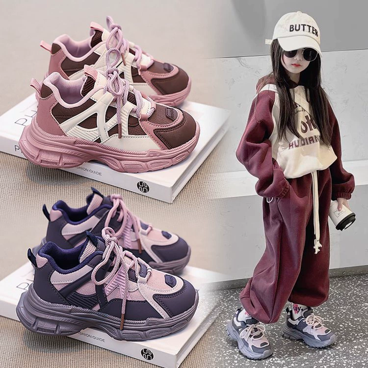 Обувь для девочек Обувь для мальчиков 2025 осень новая детская обувь весна и осень кроссовки большие дети дышащие уличные кроссовки