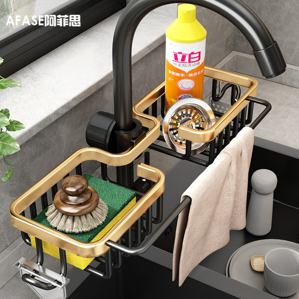 Kitchen storage rack faucet storage rack gold punch-free space…