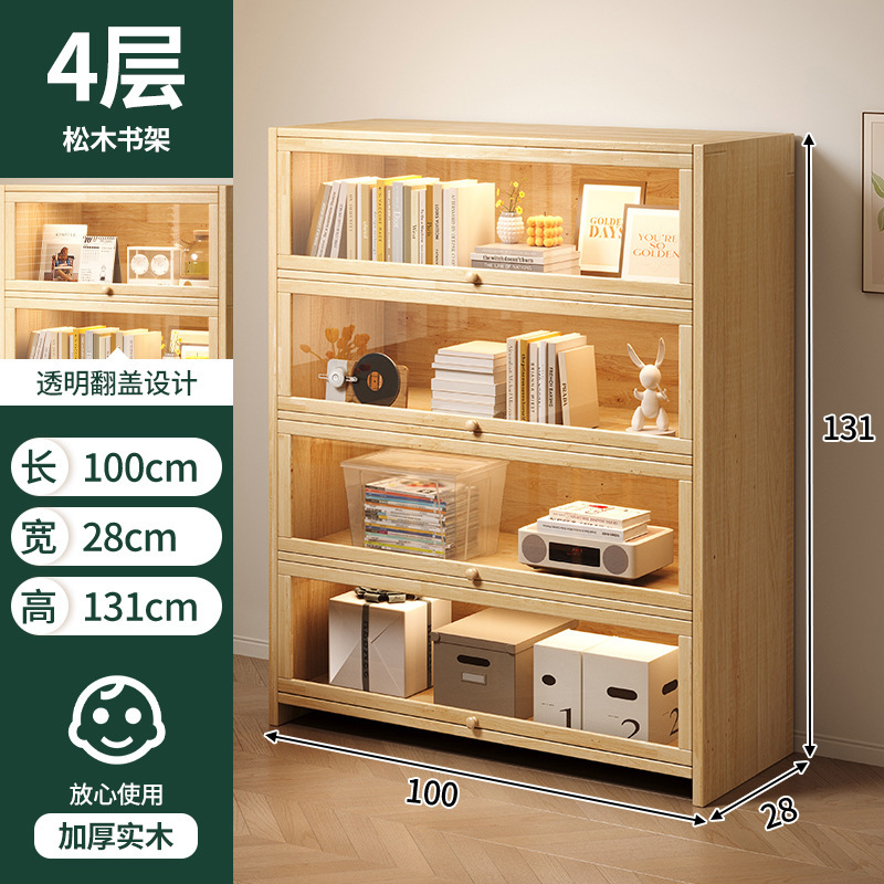 Estantes de madera sólida estantería de piso integrado contra la pared almacenamiento de almacenamiento de artículos de visualización de la sala de estar estante de libros para niños