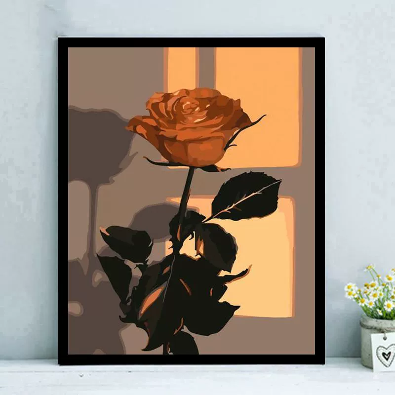 DIY numeric oil painting rose coloring hand-painted simple floral living room decoration wall hanging factory wholesale