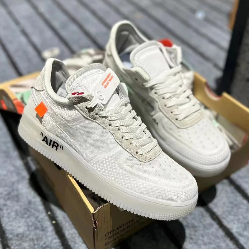 Putian Af1 Sneakers Ow Air Force One Mesh Joint Off Af1 Ow Low-Top Versatile Men's and Women's Casual Sneakers