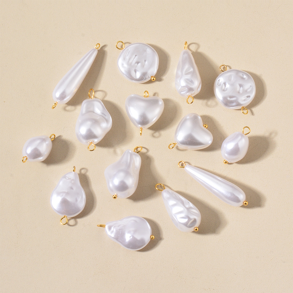 14g Weight Electroplating Gold Plating Process 10 PCS/Package Stainless Steel Imitation Pearl Irregular Heart Shape Beads Baroque Style