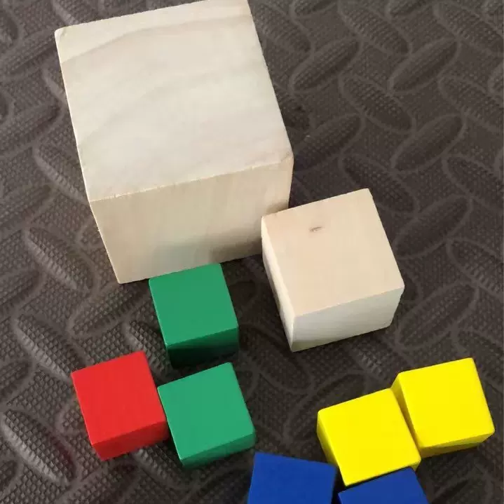 彩色木制小方块正方体木块模型立方体几何图形儿童教学积木玩具