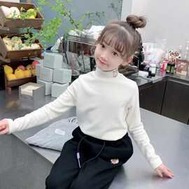 批发女童德绒T恤秋冬季儿童保暖半高领长袖睡衣小女孩宝宝打底衫