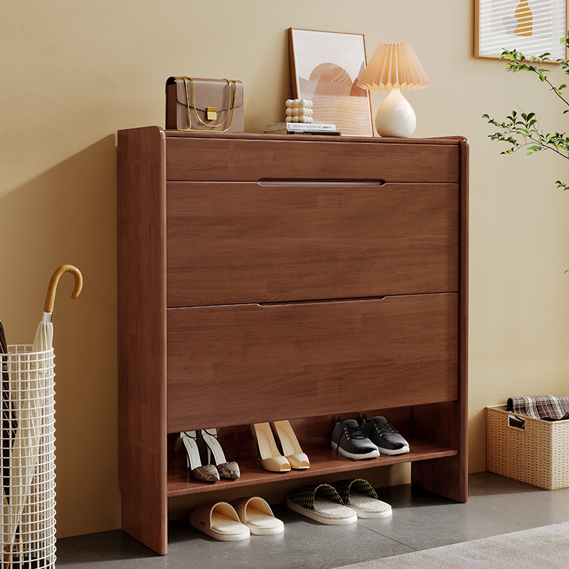 Solid Wood Shoe Cabinet Ultra-Thin Large Capacity Household Doorway Small Apartment Tipping Bucket Simple Foyer Cabinet Space-Saving Entrance Cabinet