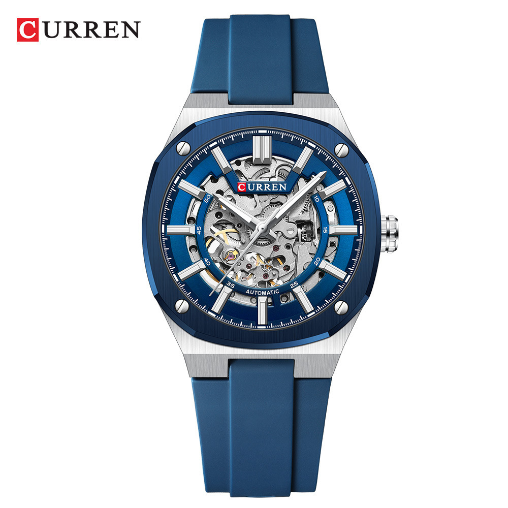 Curren Men's Automatic Skeleton Mechanical Watch Waterproof_voghion.com