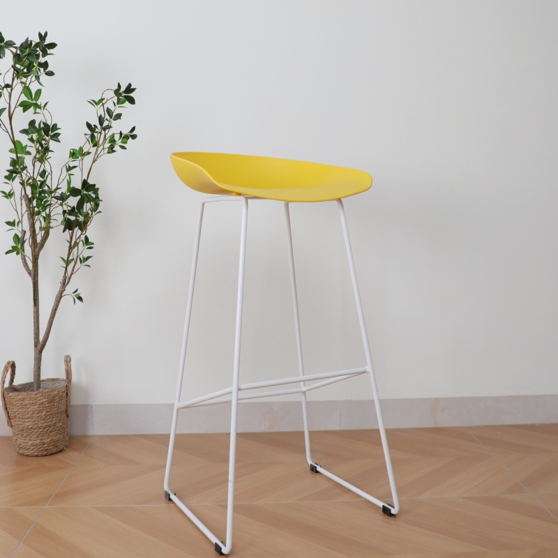 Silla de Bar nórdica moderna silla de Bar de plástico minimalista pierna reforzada ocio barra clara recepción Cafe silla alta