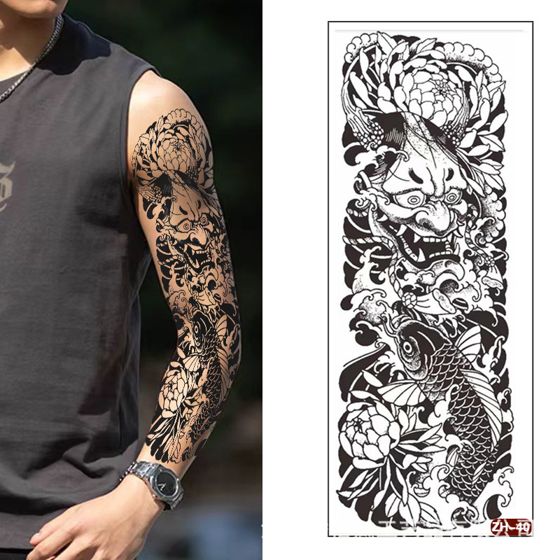 Calcomanías de tatuaje semipermanentes de brazo completo para hombres y mujeres brazo imagen grande jugo de planta no puede lavar las pegatinas de tótem de tatuaje