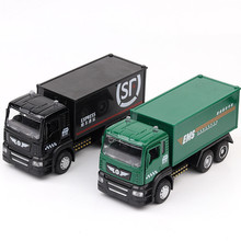 （盒裝）郵政快遞車模型貨櫃車運輸車卡車仿真小汽車聲光回力玩具