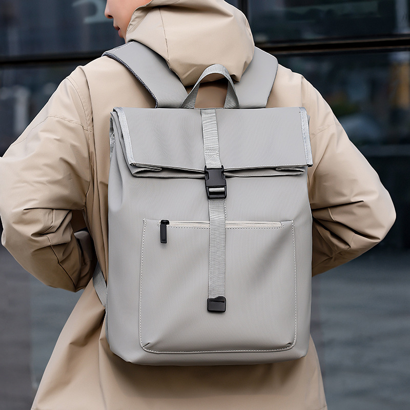 Casual Backpack with Flip-Top Roll-Top Design for Short Trips, Business Trips, Computer Backpack, Work Commute Bag, Student Backpack Casual Backpack with Flip-Top Roll-Top Design for Short Trips, Business Trips, Computer Backpack, Work Commute Bag, Student Backpack