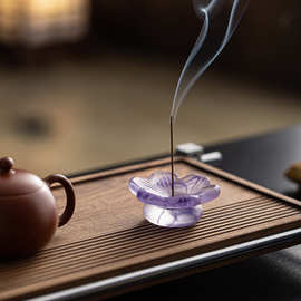 古法琉璃花瓣香插国风禅意摆件家用线香香座香托创意小香炉茶道