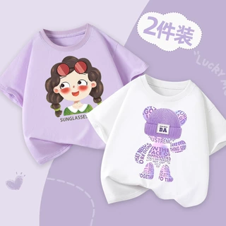 女童短袖t恤2026新款夏季洋气纯棉半袖儿中大童薄款上衣宽松童装