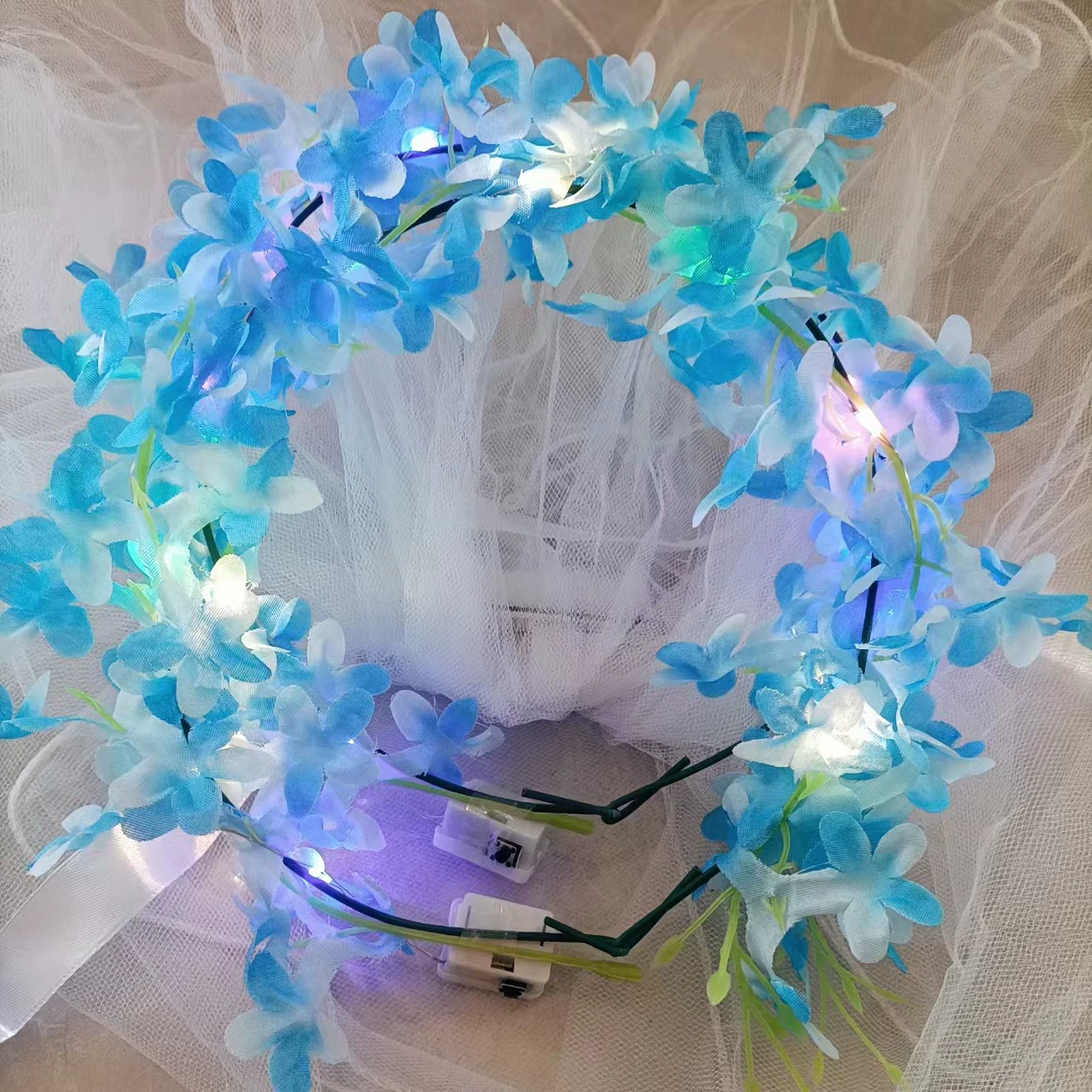 Живописные гирлянды оптом Мори головные уборы с лампами сирени с кольцом для волос