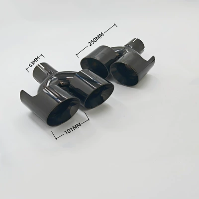 Exhaust pipe — modification dual outlet stainless steel - 02-52009gh-suitable-for-land-rover-101mm-titanium-black-with-guard-plate
