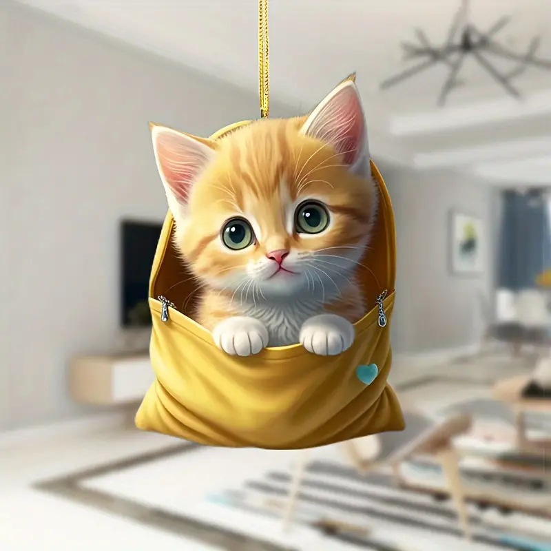 Nuevo estilo transfronterizo 2D lindo gato animal decoración acrílico pequeño colgante decoración del hogar