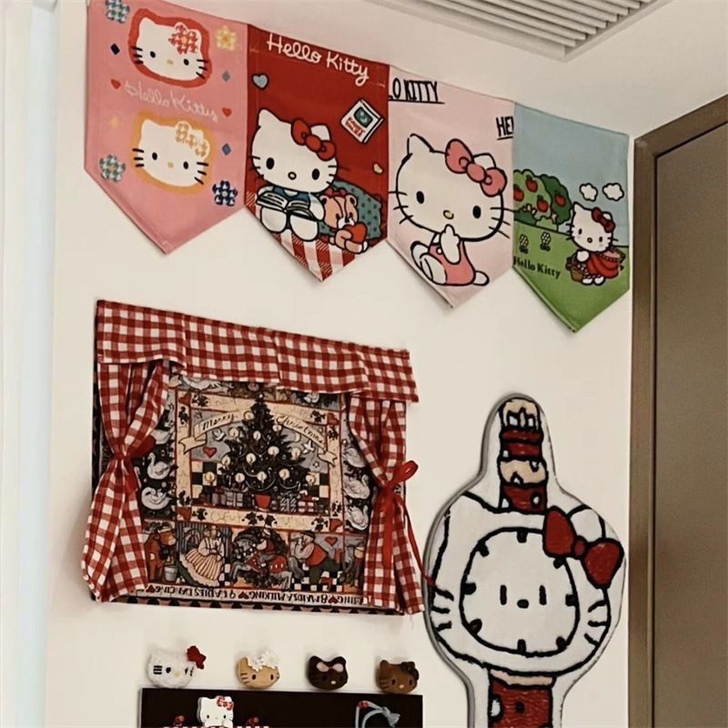 少女心装饰HelloKitty卧室门帘旗帘凯蒂猫纸板网红拍照隔断房间