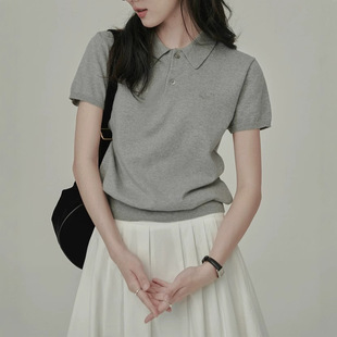 Classic 2.0 2025 Knitted Intellectual Literary Summer Retro Short-Sleeved Polo Shirt