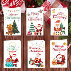 クリスマスギフト小さなグリーティングカードクリスマスグリーティングカードホリデー祝福小さなカードミニかわいい漫画メッセージサンキューカード