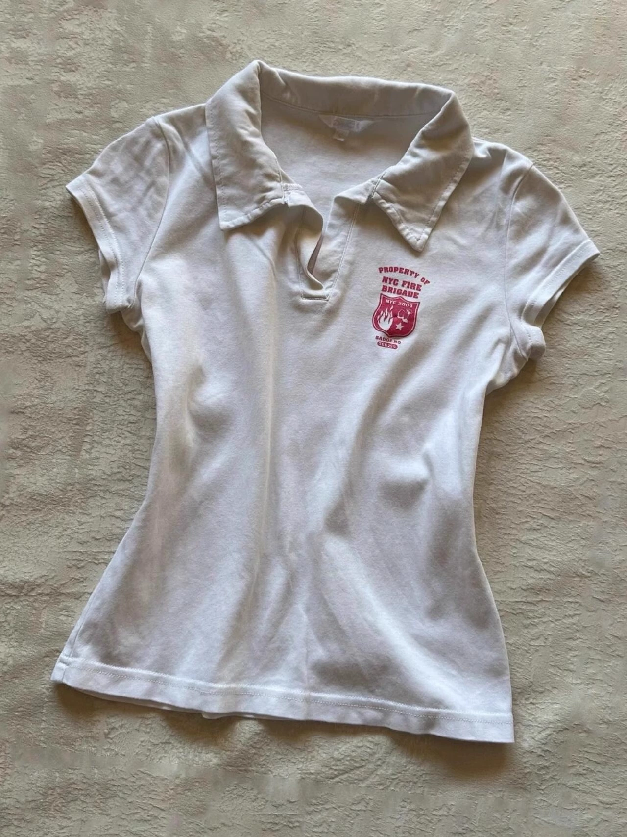 Американская ретро-поло-воротник с принтом белая футболка с короткими рукавами женская летняя дизайнерская ниша топ