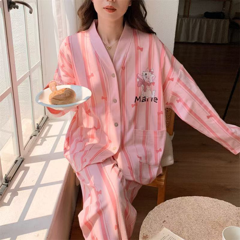 2025 pijama de perro de jade Gui primavera y otoño para mujeres manga larga dibujos animados adorables estudiantes adolescentes gran tamaño gordo mm ropa de hogar