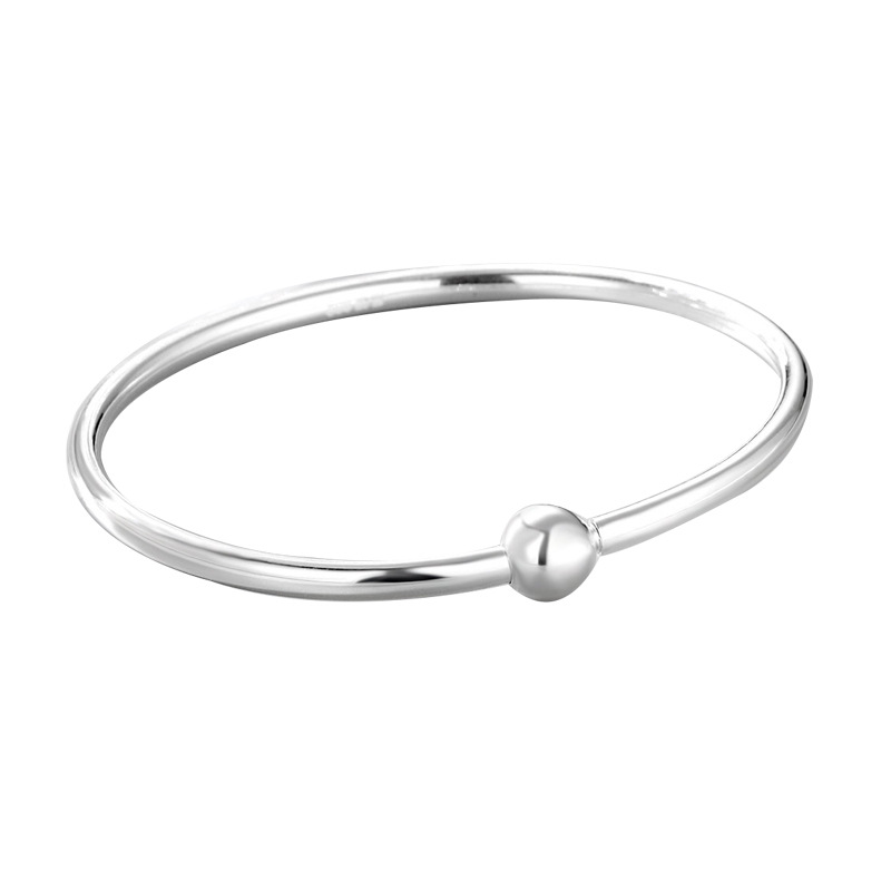 INS nicho estilo simple joyería s925 plata esterlina anillo liso tornillo pulsera elegante personalidad moda ronda pulsera de cuentas para las mujeres
