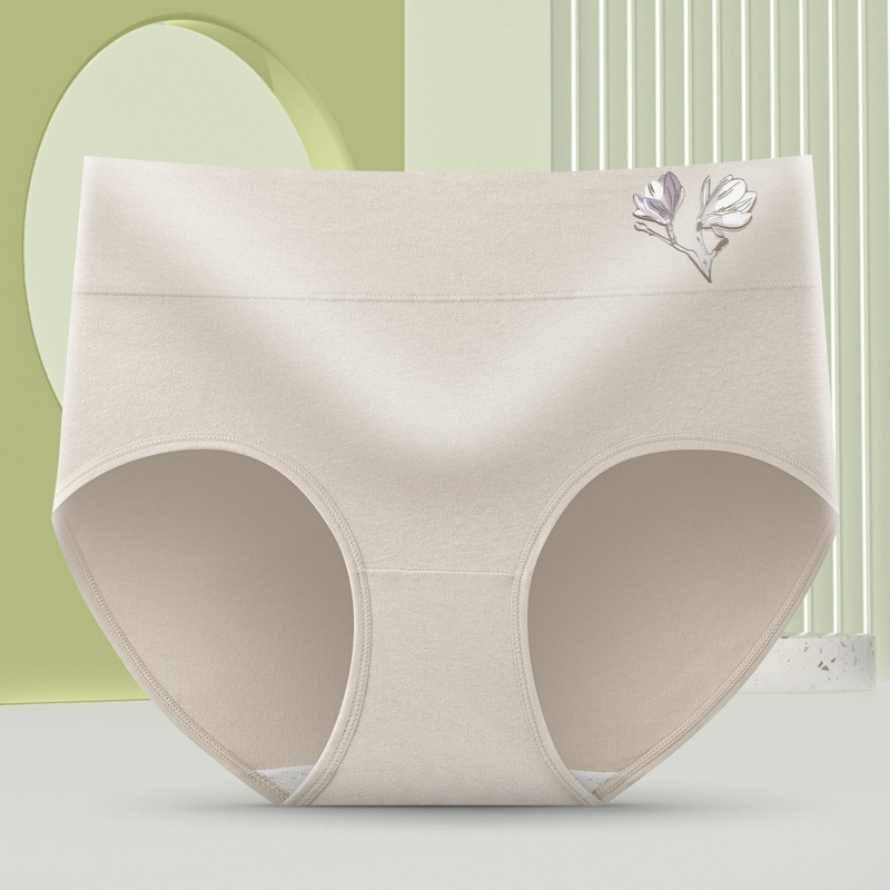 Ropa interior antibacteriana respirable de la envoltura de la cintura media-alta del algodón de la cintura impresa exquisita caliente-presionado elástico ropa interior cómoda para las mujeres