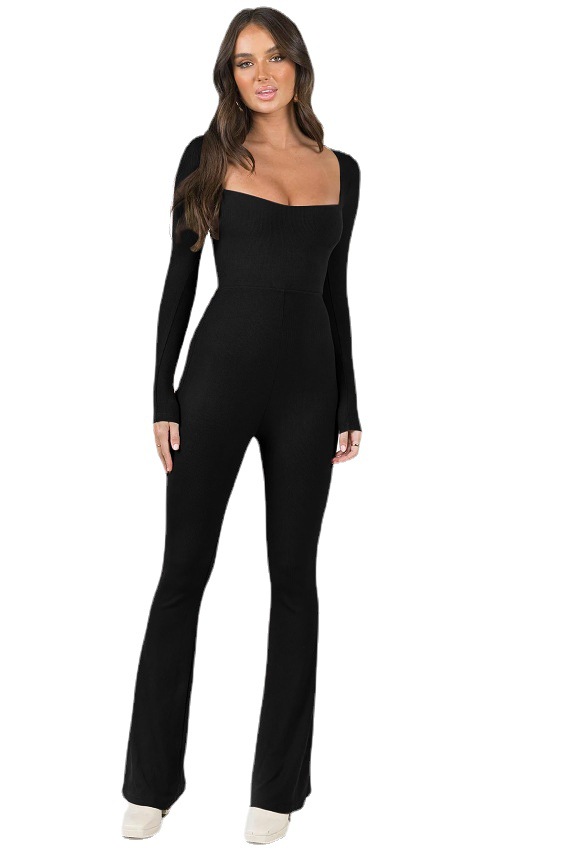 Primavera 2023 Amazon Europa y América del Comercio Exterior de las mujeres ropa color sólido backless Delgado cuello cuadrado sexy jumpsuit Pantalones