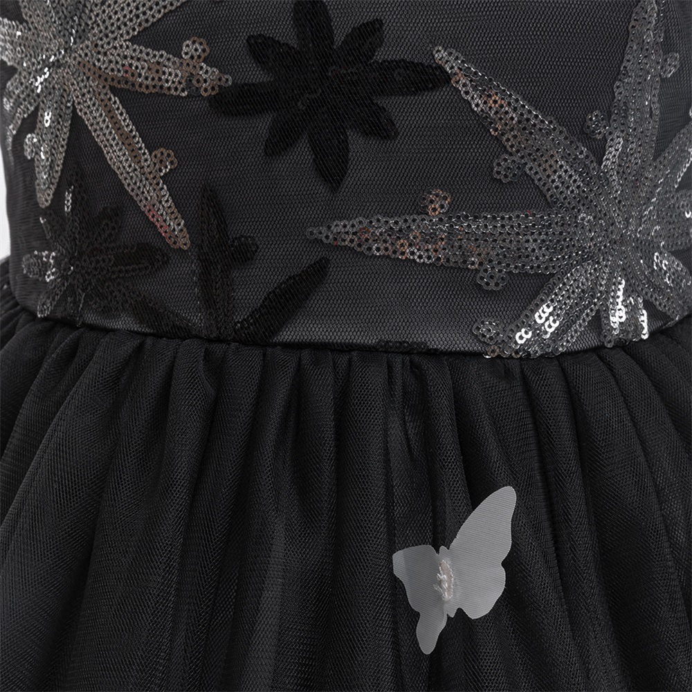 2024 Halloween nuevo vestido de niños cosplay cuentas bordadas empalmadas malla de goma princesa trailer