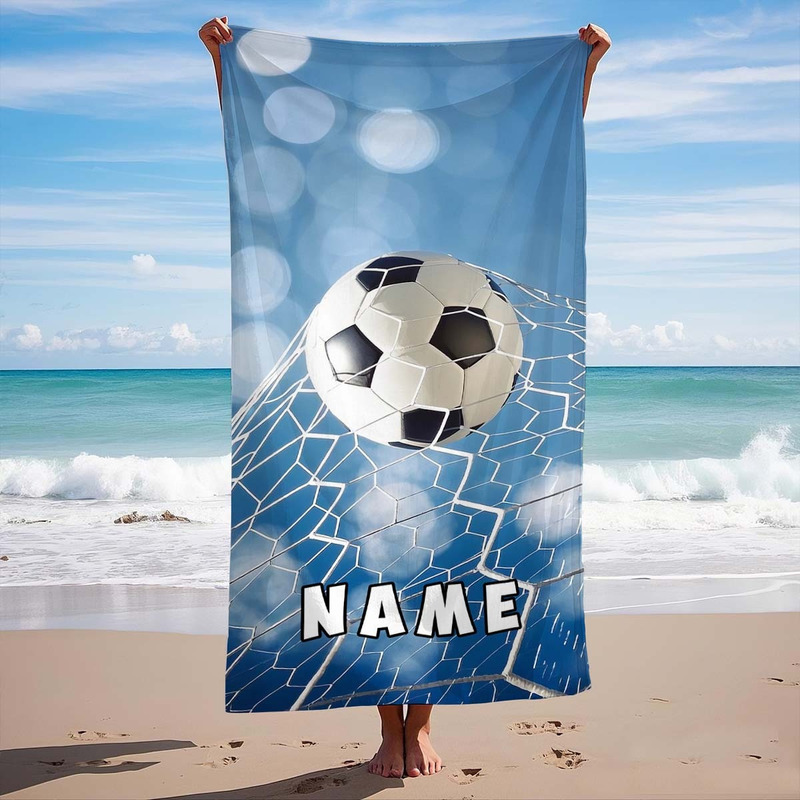 Cross-Border Custom-Made Beach Towel with Football Goal Design, Quick-Drying, Sand-Resistant, Absorbent and Soft