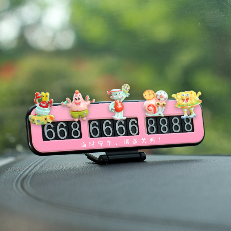 El nuevo adorno de coche de Bob Esponja súper lindo adorno de la pantalla de navegación de la consola central del coche de dibujos animados adorno de la cabeza