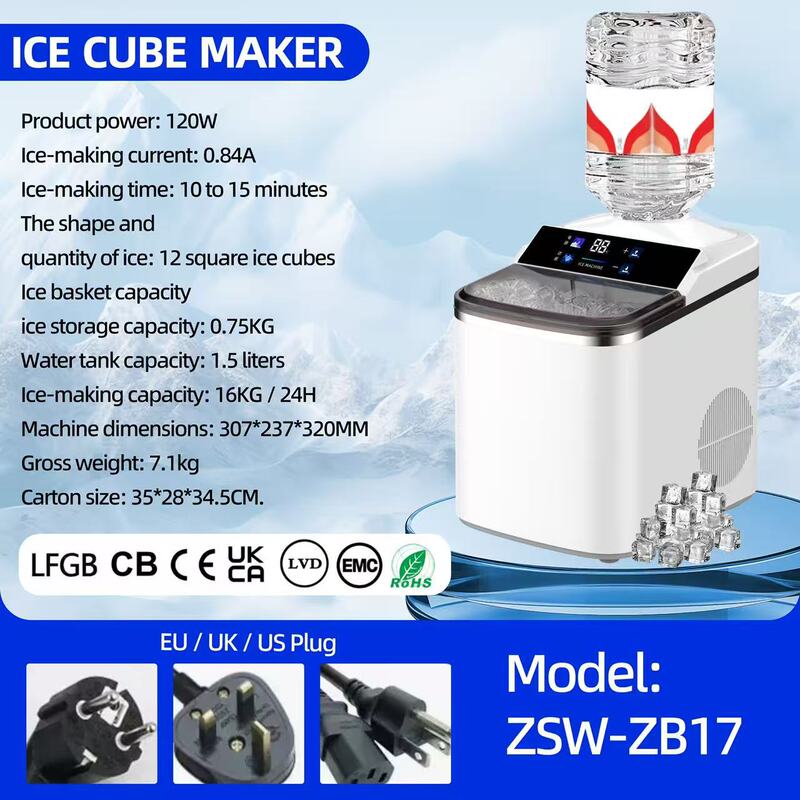 Cross-Border Foreign Trade Ice Maker for Home and Commercial Use, Small Refrigerator, Milk Tea Shop, Fully Automatic 15kg Solid Ice Cubes Wholesale Cross-Border Foreign Trade Ice Maker for Home and Commercial Use, Small Refrigerator, Milk Tea Shop, Fully Automatic 15kg Solid Ice Cubes Wholesale
