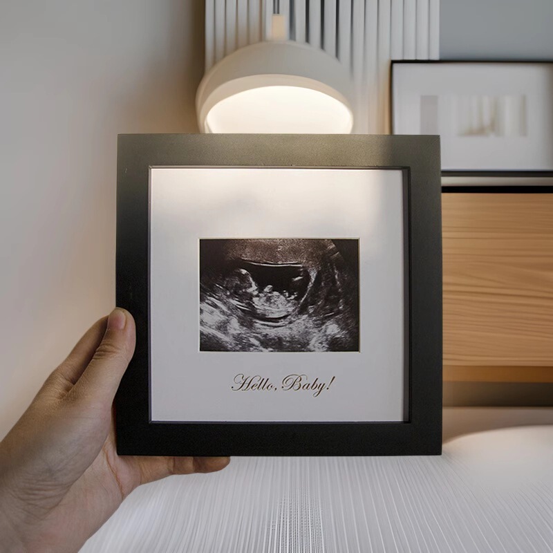 Baby four-dimensional photo solid wood photo frame square 6 inch pregnancy NT B ultrasound print baby birth memorial table