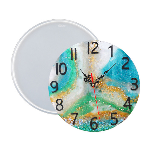 Floral diy round clock glue mold simple clock movement Roman numeral dial ornament silicone mold