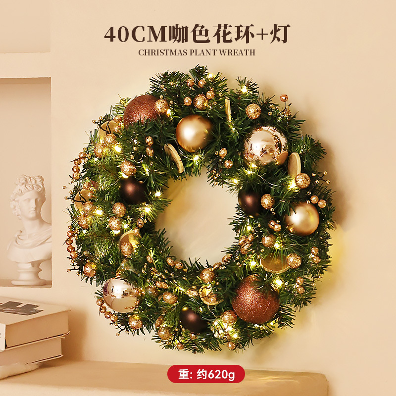 Venta caliente transfronteriza decoración navideña guirnalda de 40cm al revés escaparate del hotel escena del centro comercial colgante de la puerta colgante de la pared diseño