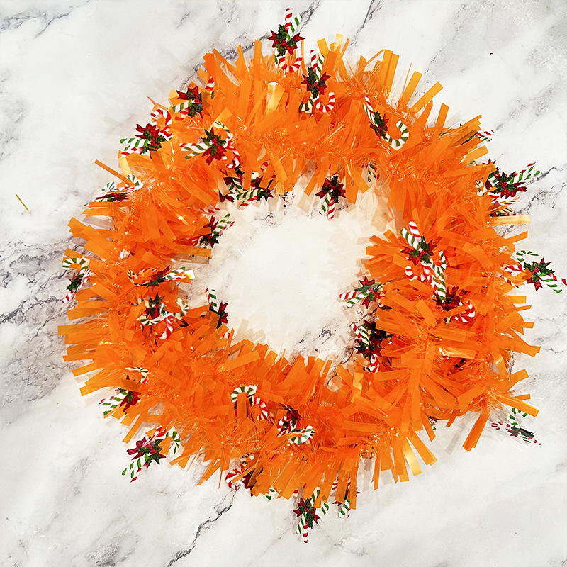 2 metros arreglo de decoración de muñeco de nieve de Navidad tiras de lana coloridas decoración de árbol de Navidad calcetines de Navidad macarrón tiras coloridas