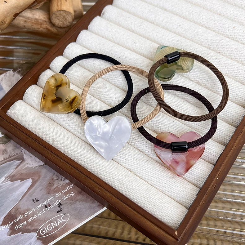 Fashion Heart Shape Acetic Acid Sheets Hair Tie 1 Piece display picture 3