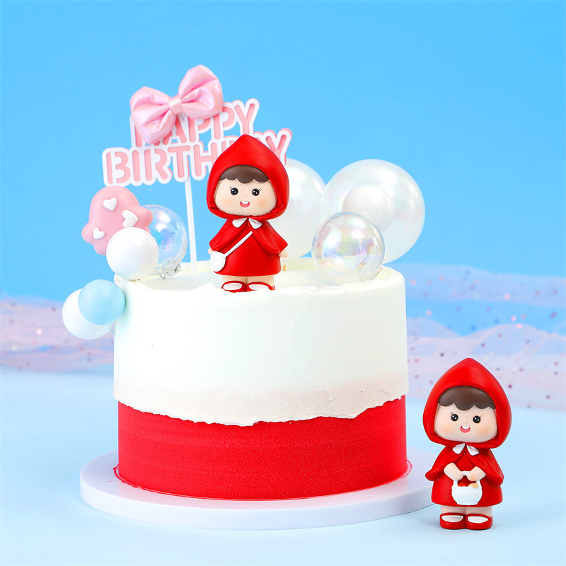 Little Red Riding Hood Girls Birthday Baking Cake Ornaments Dessert Table Decoration Taobao Cross-border Ornaments Resin Crafts