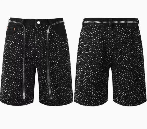 Jeans uomo con strass luminosi stile streetwear pantaloni denim_voghion.com
