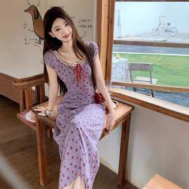 法式甜美风碎花连衣裙女夏气质绝美收腰显瘦百搭设计感度假风长裙