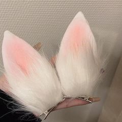 女性用ヘアピン、ぬいぐるみ耳、手作りヘアピン、かわいい猫とキツネの耳のヘアピン、面白いホリデーヘアアクセサリー