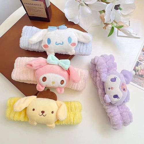 Sanrio Cartoon Plush Hairband Headband Cute Girly Heart Doll Hairband Face Washing Press Hair Anti-Slip Headgear