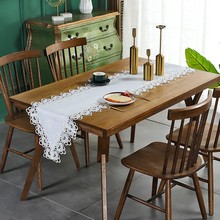 欧式白色桌旗蕾丝花边婚礼餐桌装饰布现代简约茶几布防水桌旗批发