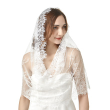 亚马逊跨境教堂白色新娘蕾丝披肩头纱Mantilla头纱穆斯林拉丁头纱